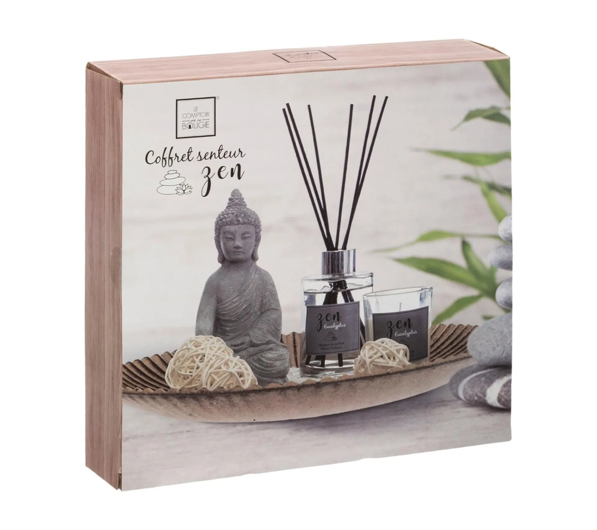 Clearance ATMOSPHERA Coffret Senteur Eucalyptus Plateau, Diffuseur, Bougie, Cactus Et Accessoires