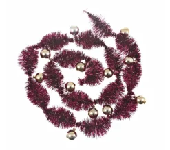 ATMOSPHERA Guirlande Et Boule De Sapin^ Guirlande De Noël Pompon - 12 Boules - Violet Et Or