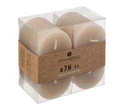 New ATMOSPHERA Lot De 4 Bougies Votive Rustique Taupe D 4.5 Cm