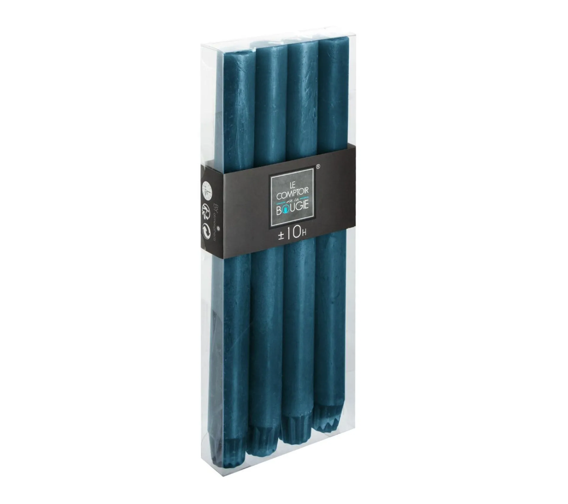 Shop ATMOSPHERA Lot De 4 Bougies Batons Rustique Bleu Canard H 24.5 Cm