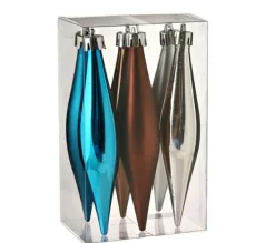 ATMOSPHERA Guirlande Et Boule De Sapin^ Lot De 6 Boules De Noël Gla Ons - Turquoise, Chocolat Et Argent