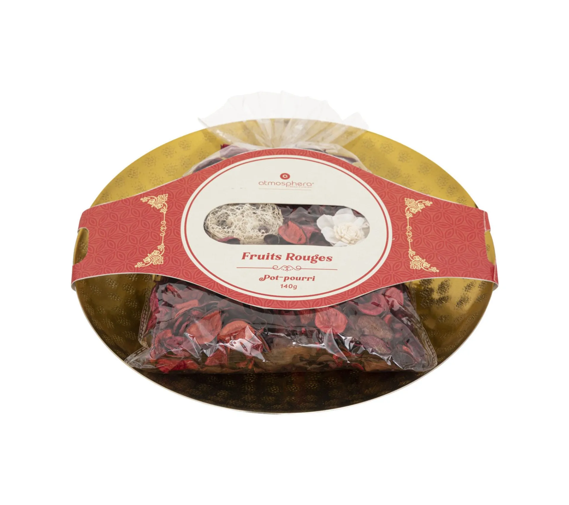 Cheap ATMOSPHERA Pot-Pourri Fruits Rouges 140 G Avec Plateau En Metal Dore