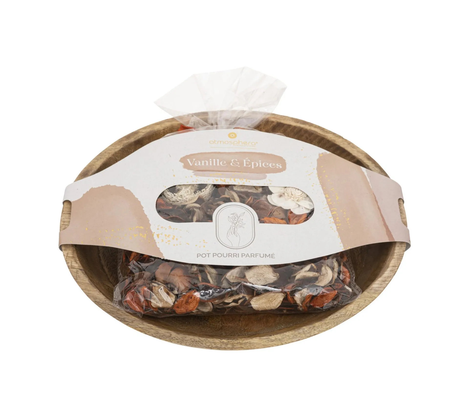 Clearance ATMOSPHERA Pot-Pourri Paola Parfume Vanille Et Epices 140 G Avec Plateau En Bois