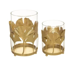 Cheap ATMOSPHERA Set De 2 Bougeoirs Photophores En Verre Et Metal Décor Genko