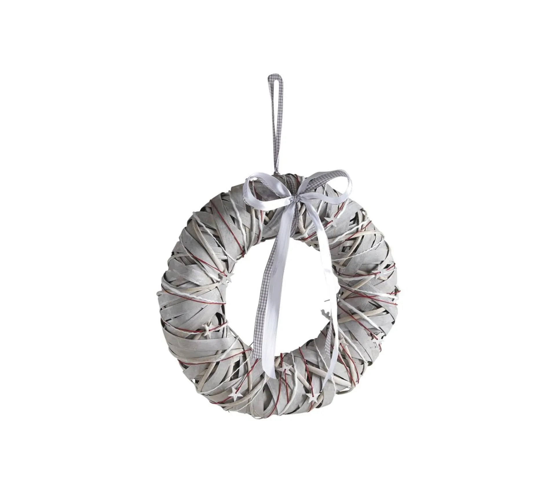 New AUBRY GASPARD Couronne De Porte En Osier Et Bois 35 Cm