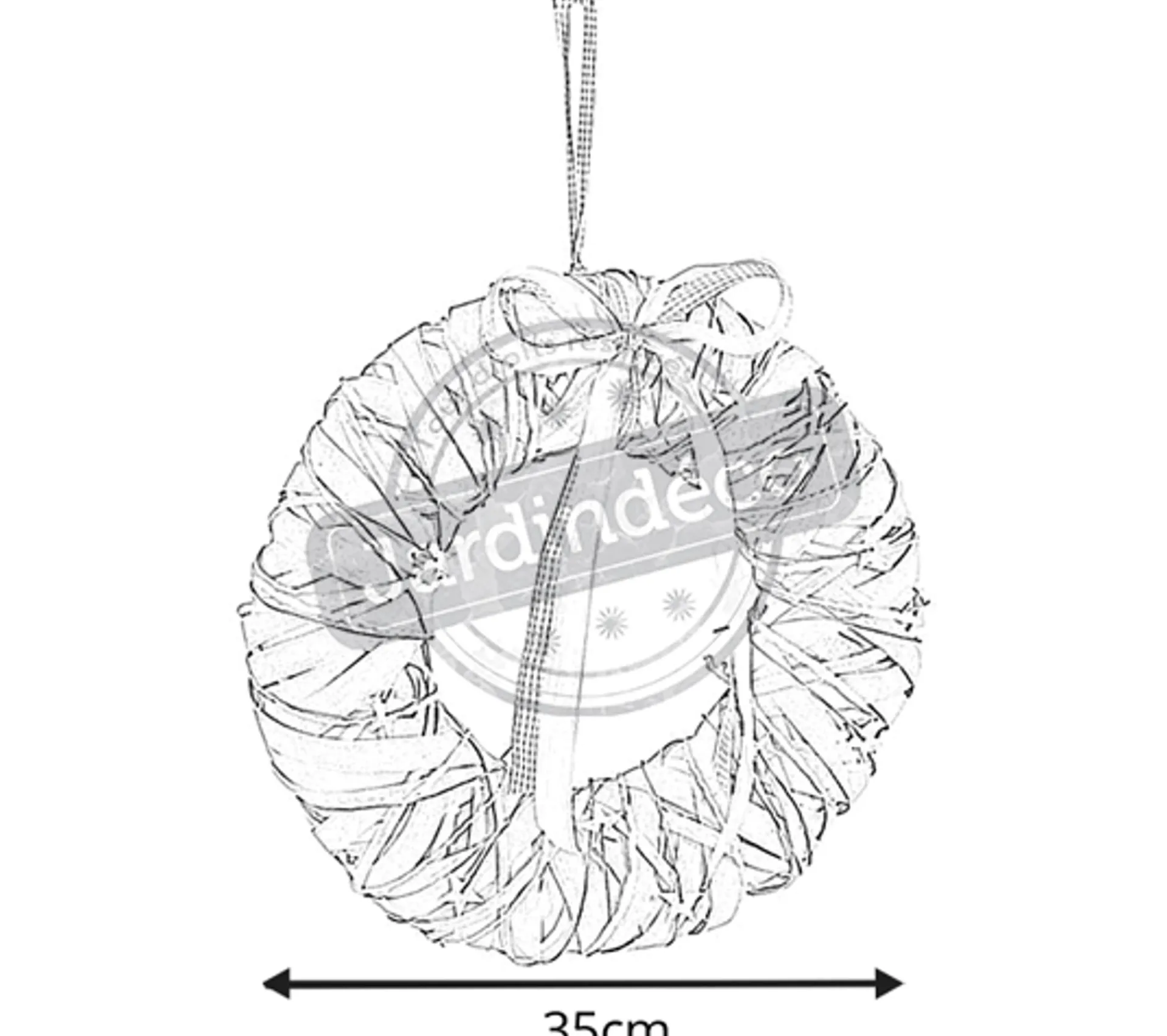 New AUBRY GASPARD Couronne De Porte En Osier Et Bois 35 Cm