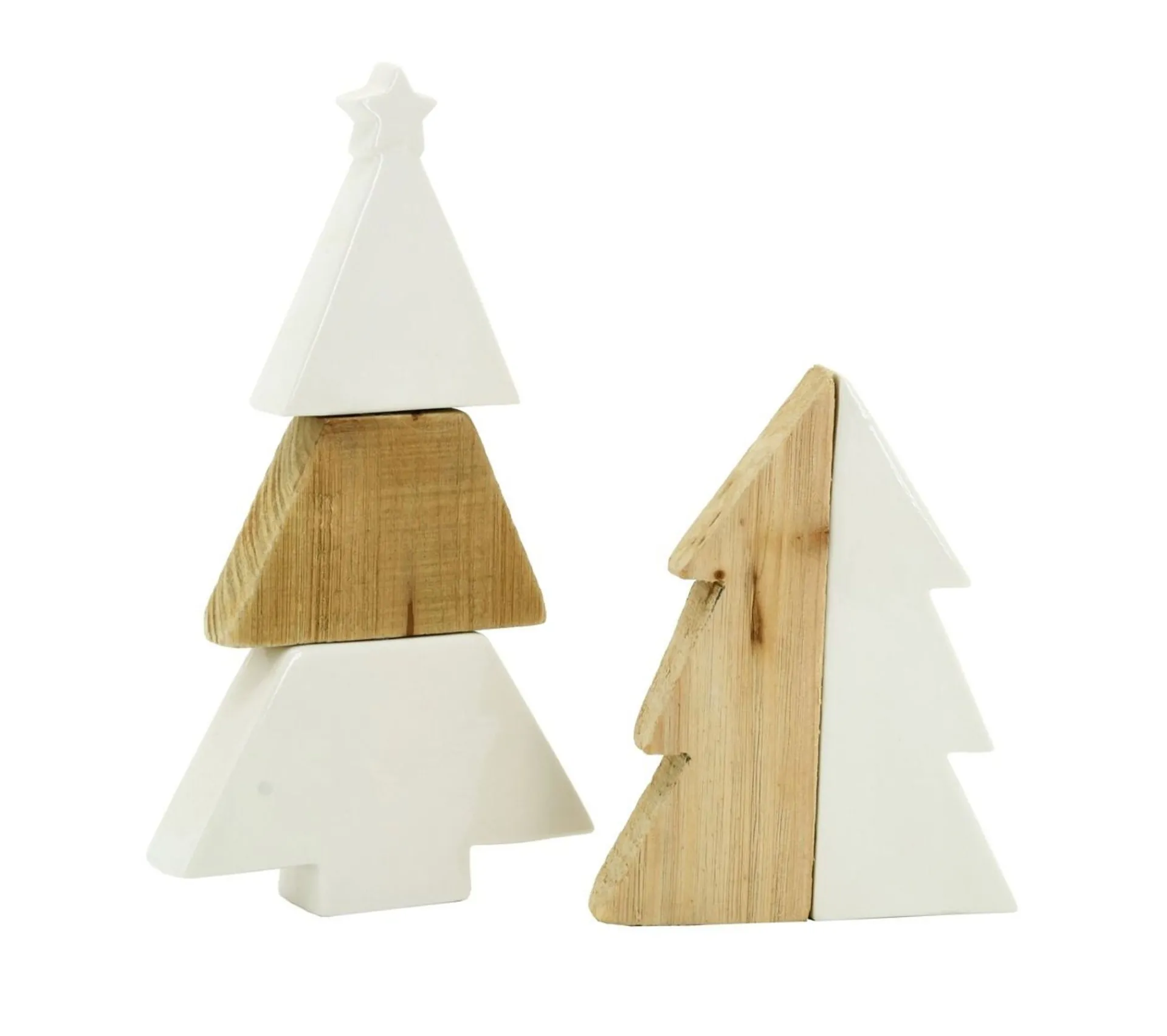 Best Sale AUBRY GASPARD Sapins En Ceramique Blanche Et Bois