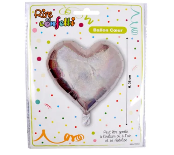 * Anniversaire Et Autres Fêtes^Ballon Gonflable Metallise "C Ur" 38Cm Argent