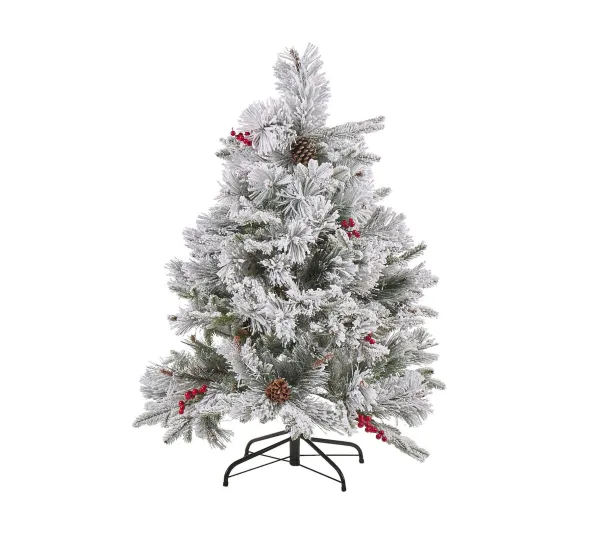 BELIANI Sapin Et Accessoire^ Sapin De Noël Artificiel Effet Neige 120 Cm Blanc Masala
