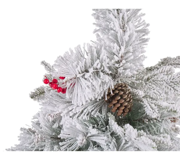 BELIANI Sapin Et Accessoire^ Sapin De Noël Artificiel Effet Neige 120 Cm Blanc Masala