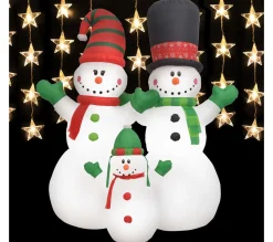 Best * Bonhomme De Neige Gonflable Famille Pere Noël Led Ip44 240 Cm