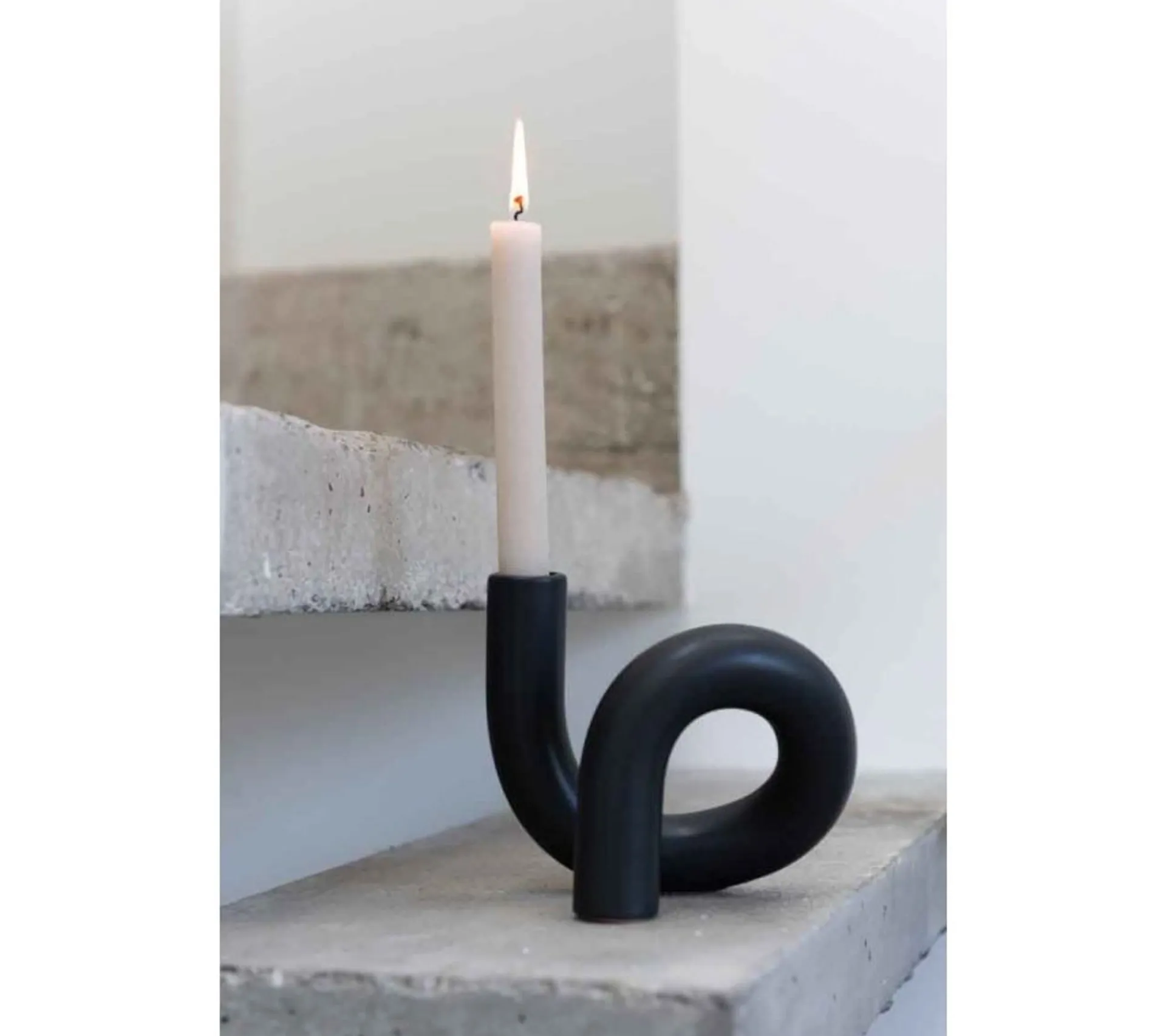Flash Sale * Bougeoir 1 Bougie Déco "Torsion" 17Cm Noir