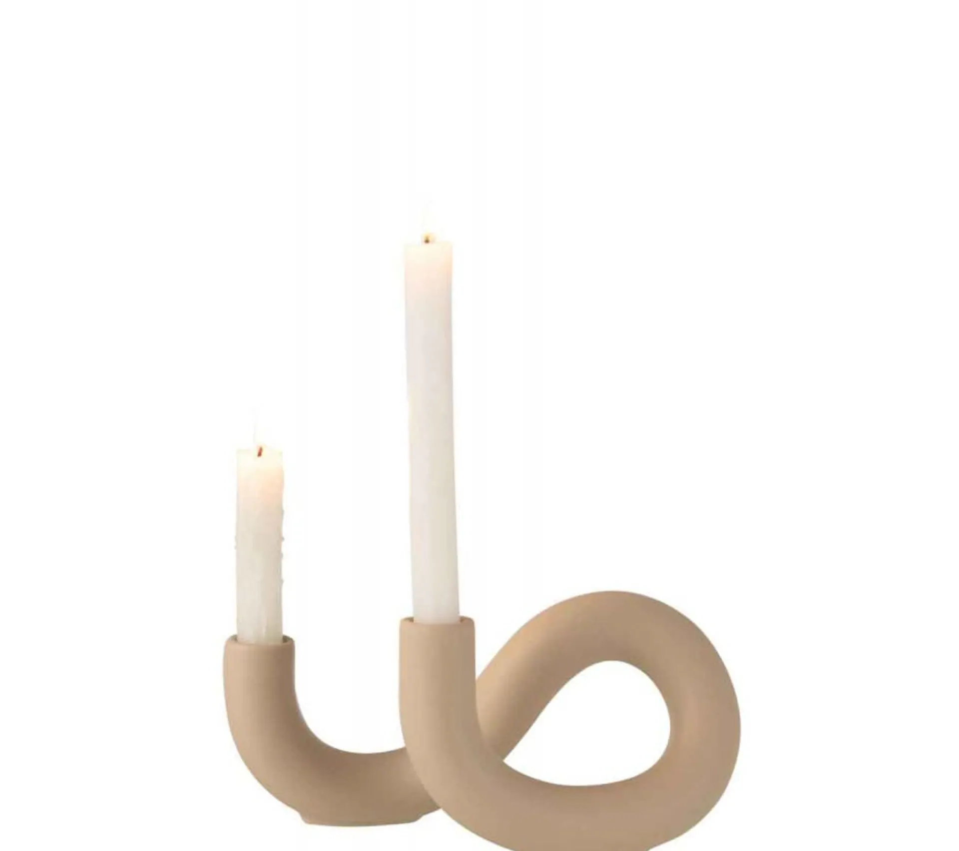 Best Sale * Bougeoir 2 Bougies Déco "Torsion" 25Cm Beige