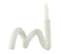 Outlet * Bougeoir Design Ceramique "Torsia" 25Cm Blanc