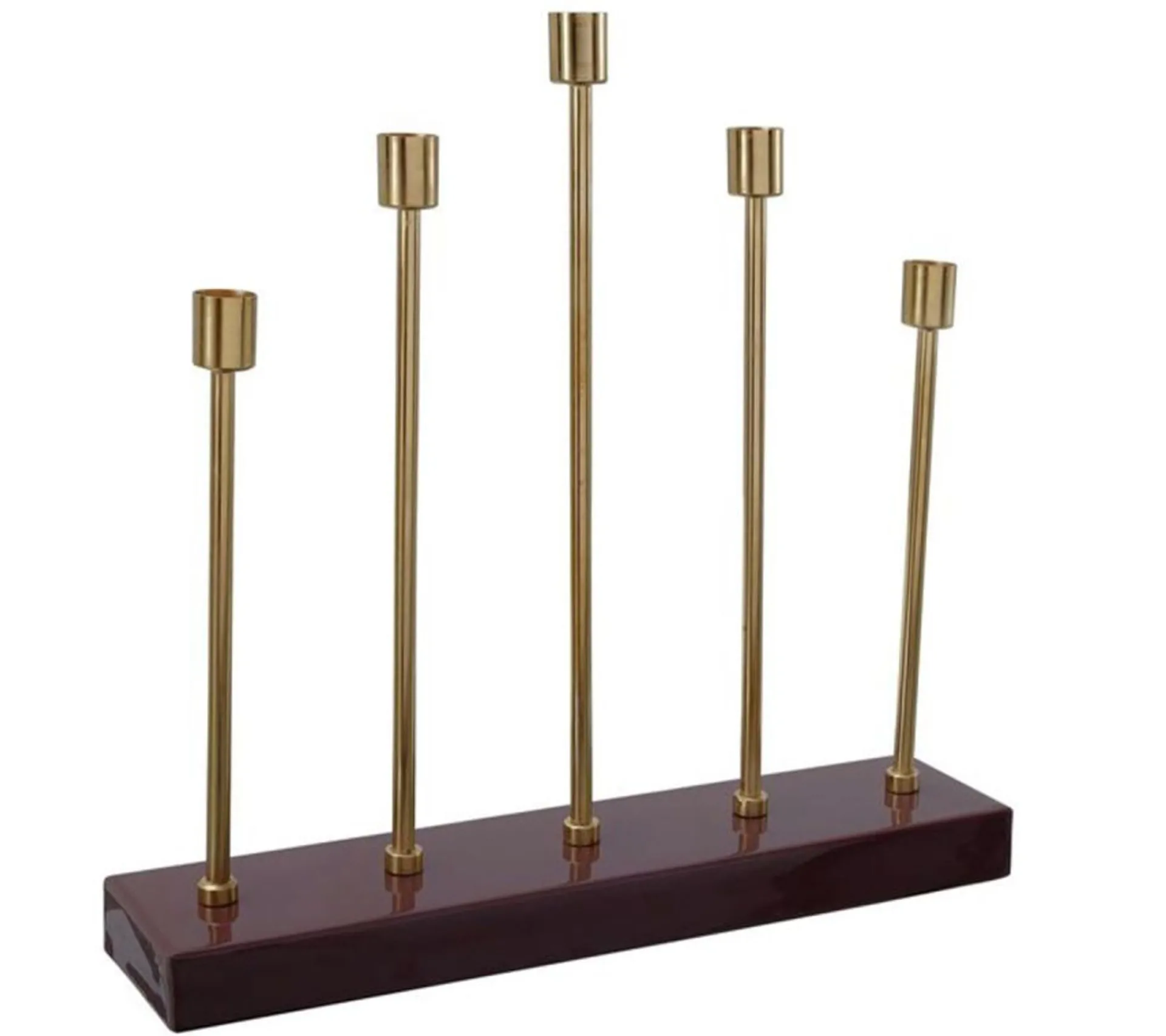 Store * Bougeoir Design En Metal "Limo" 40Cm Bordeaux Et Or
