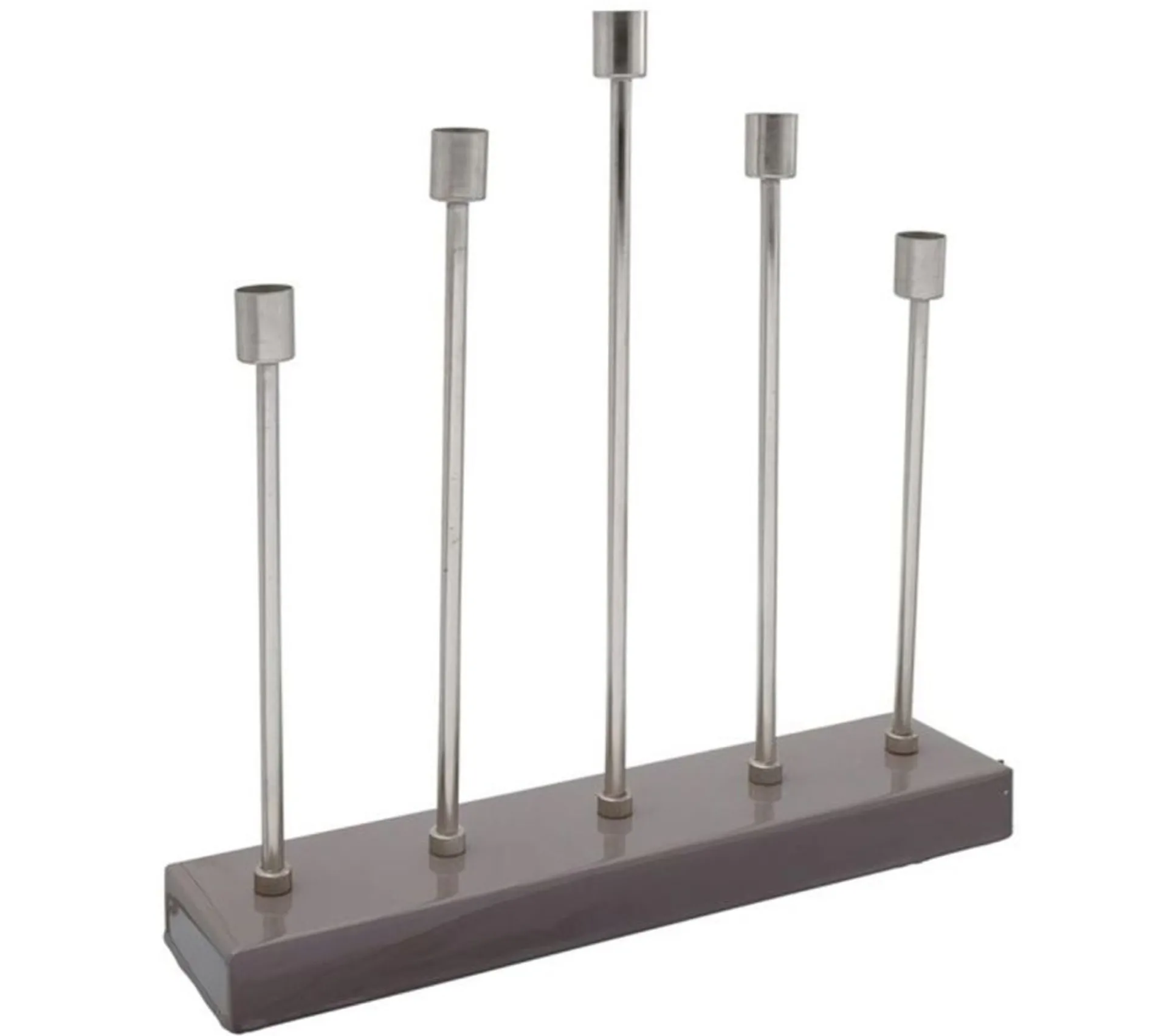 Discount * Bougeoir Design En Metal "Limo" 40Cm Gris Et Argent