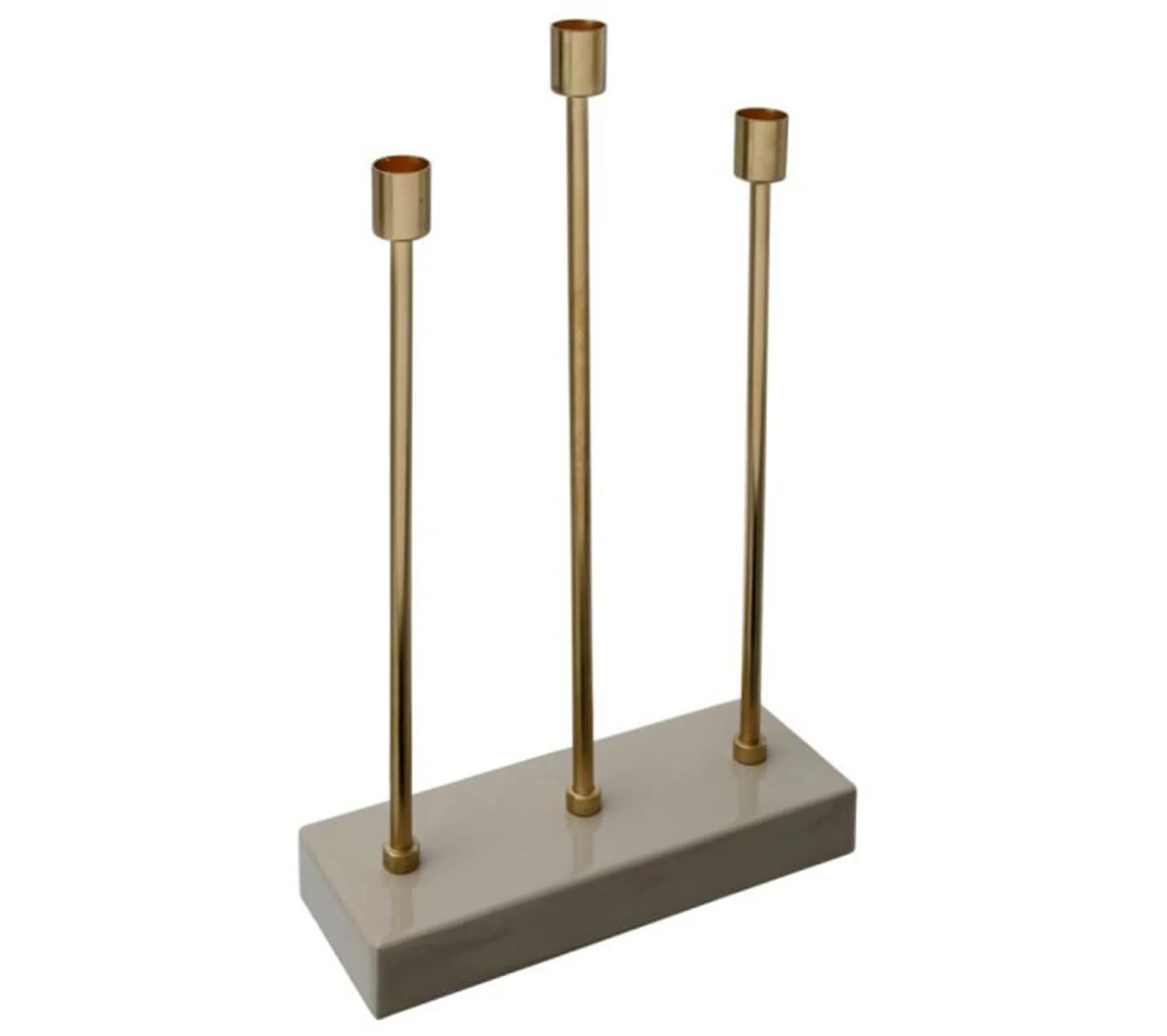 Flash Sale * Bougeoir Design En Metal "Isola" 39Cm Taupe Et Or