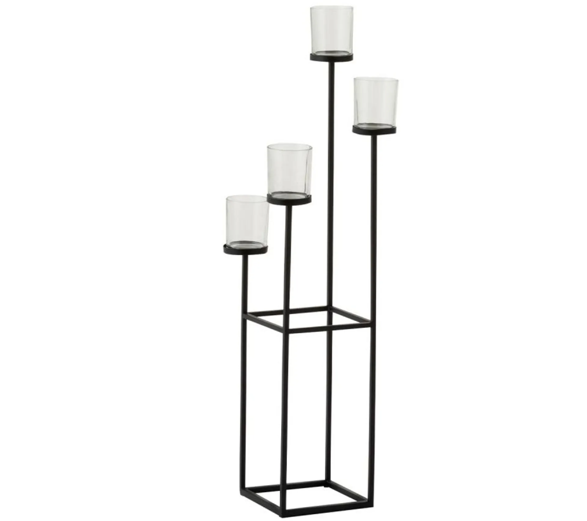 Flash Sale * Bougeoir Design Metal Et Verre "4 Tetes" 77Cm Noir
