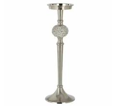 Sale * Bougeoir Design "Sphere Diamant" 36Cm Argent