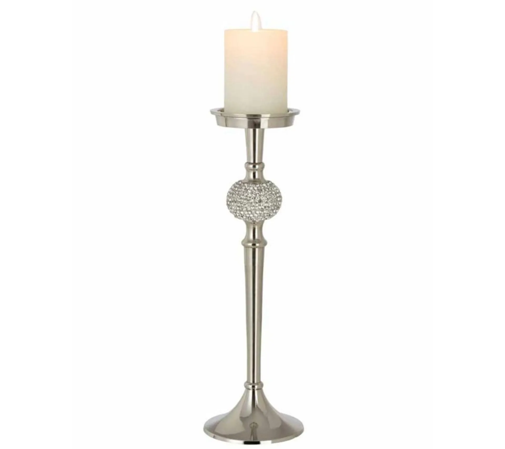 Sale * Bougeoir Design "Sphere Diamant" 36Cm Argent