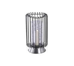 New * Bougeoir Rond Déco "Malibu" 40Cm Noir Et Argent