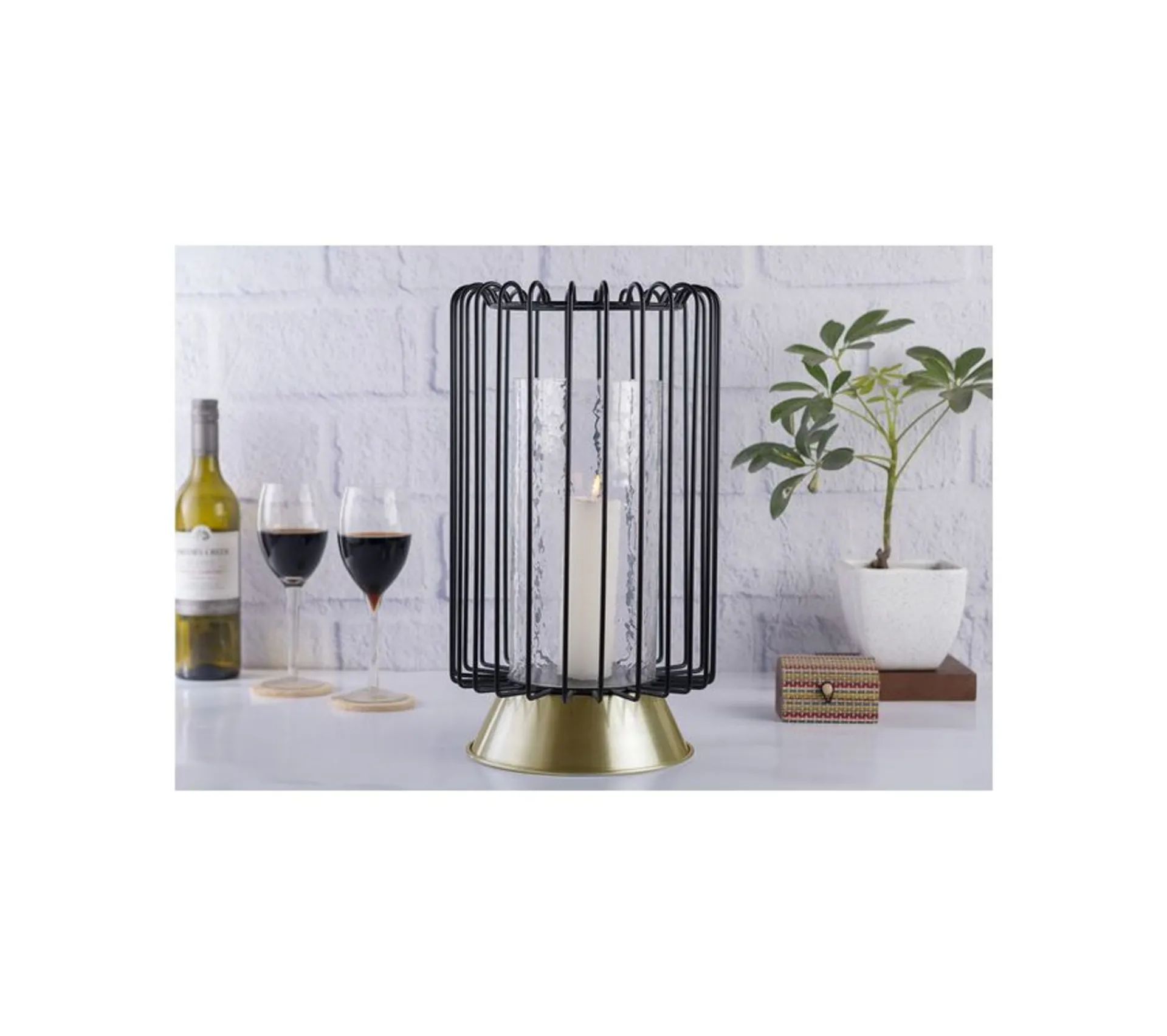 Outlet * Bougeoir Rond Déco "Malibu" 40Cm Noir Et Or