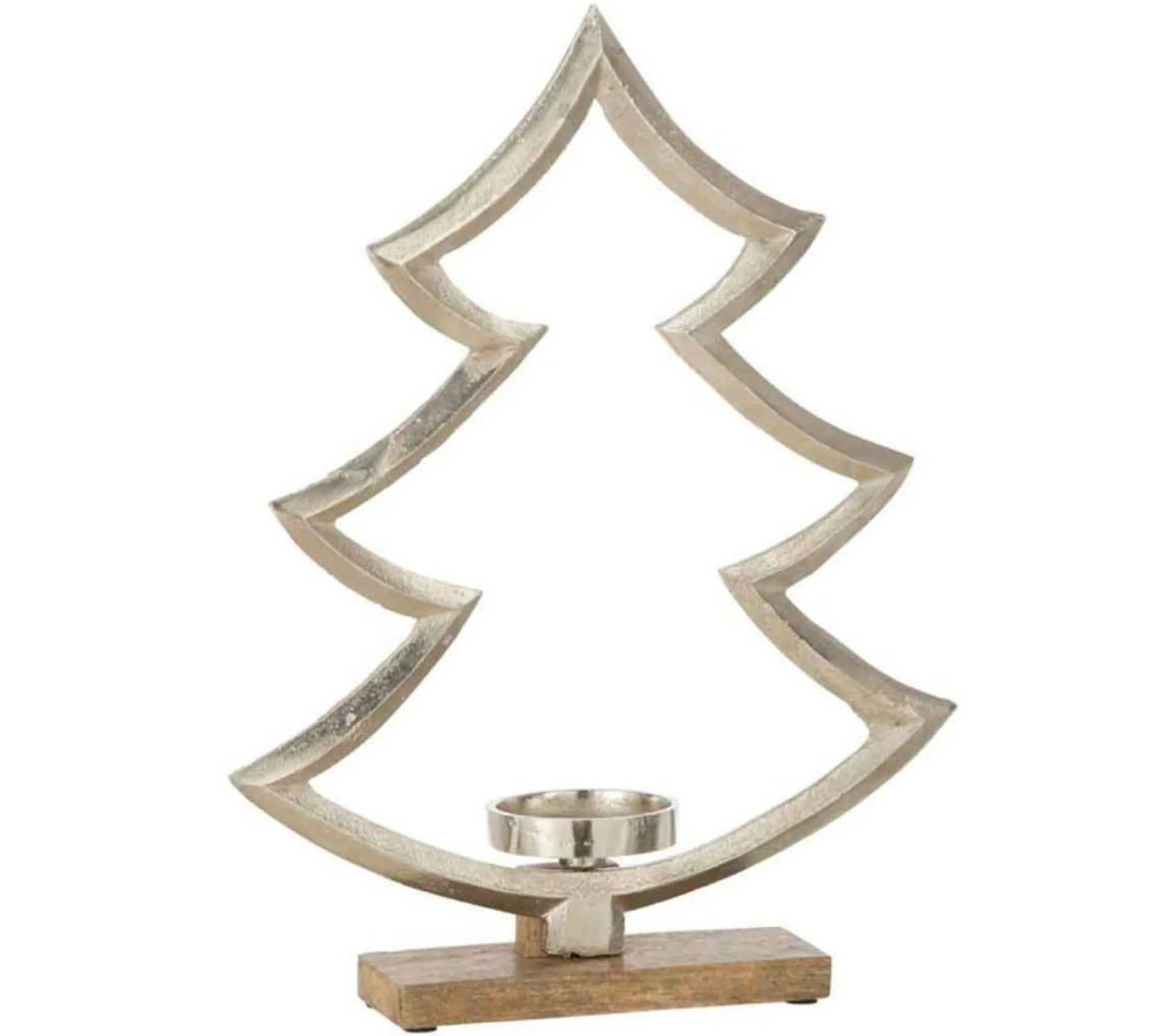 Discount * Bougeoir Sur Pied Déco "Sapin" 40Cm Argent
