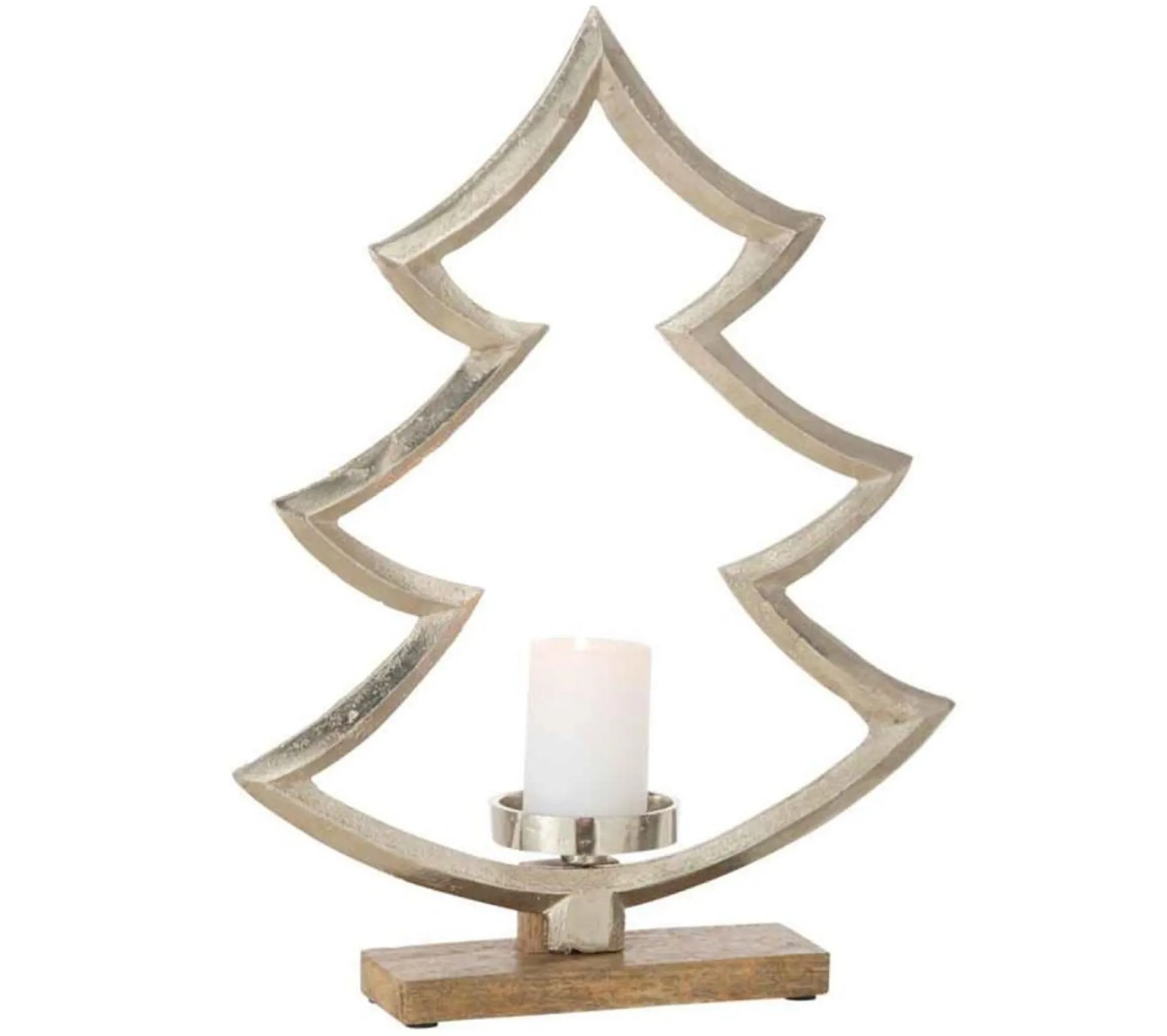 Discount * Bougeoir Sur Pied Déco "Sapin" 40Cm Argent