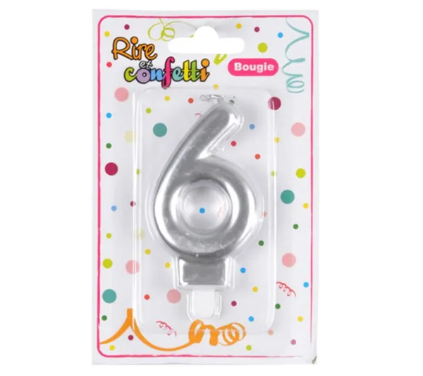* Anniversaire Et Autres Fêtes^Bougie D'Anniversaire "Chiffre 6" 7Cm Argent