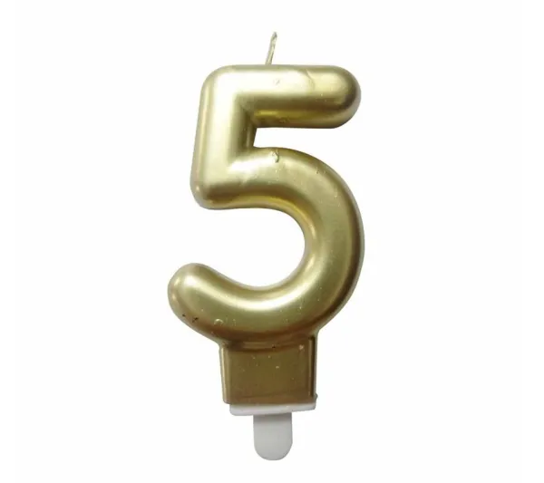 * Anniversaire Et Autres Fêtes^Bougie D'Anniversaire "Chiffre 5" 7Cm Or