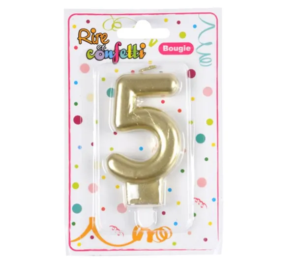 * Anniversaire Et Autres Fêtes^Bougie D'Anniversaire "Chiffre 5" 7Cm Or