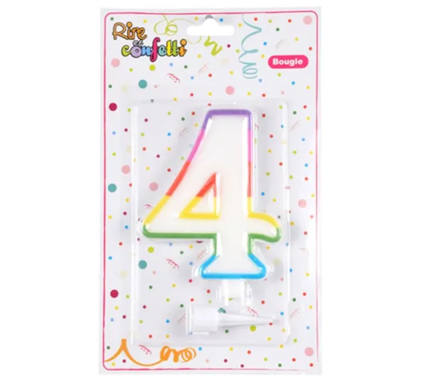 * Anniversaire Et Autres Fêtes^Bougie D'Anniversaire "Chiffre 4" 10Cm Multicolore