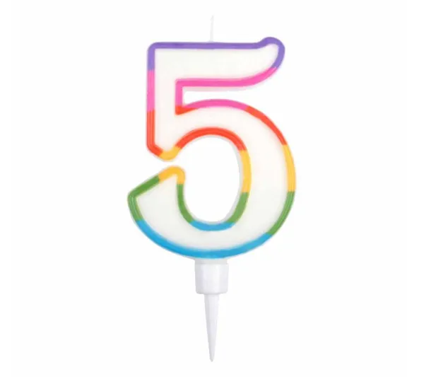 * Anniversaire Et Autres Fêtes^Bougie D'Anniversaire "Chiffre 5" 10Cm Multicolore