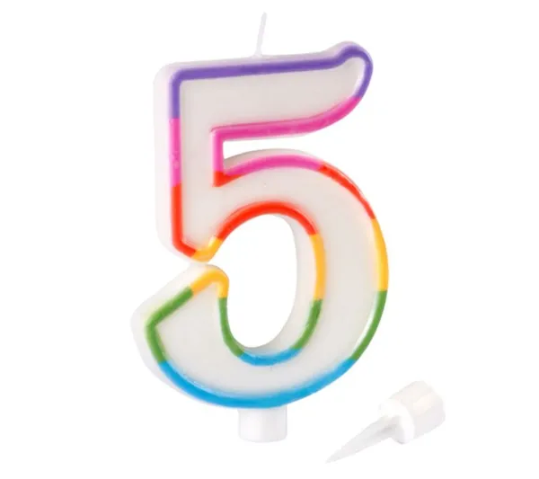 * Anniversaire Et Autres Fêtes^Bougie D'Anniversaire "Chiffre 5" 10Cm Multicolore