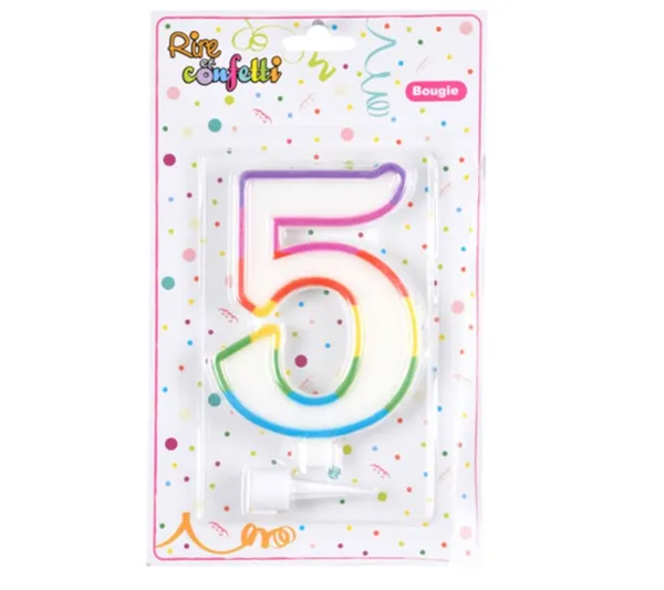 * Anniversaire Et Autres Fêtes^Bougie D'Anniversaire "Chiffre 5" 10Cm Multicolore