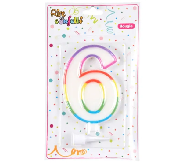 * Anniversaire Et Autres Fêtes^Bougie D'Anniversaire "Chiffre 6" 10Cm Multicolore