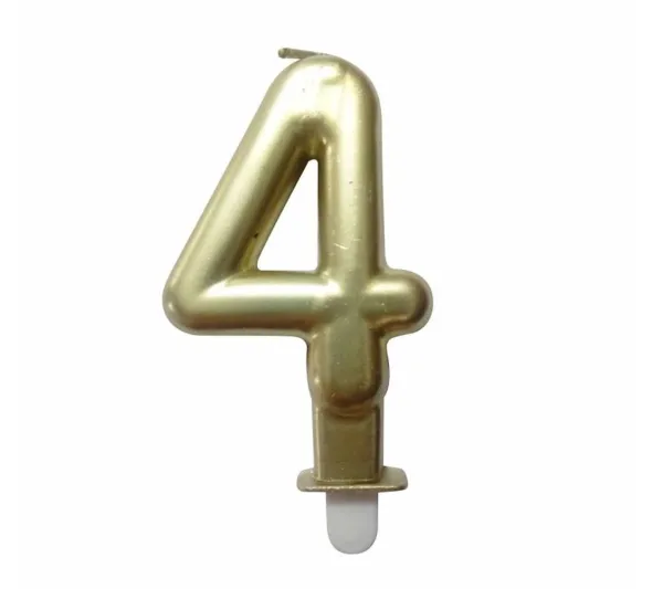 * Anniversaire Et Autres Fêtes^Bougie D'Anniversaire "Chiffre 4" 7Cm Or
