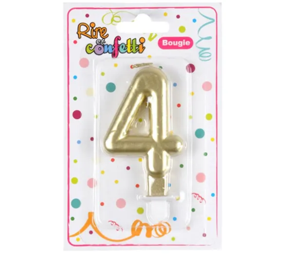* Anniversaire Et Autres Fêtes^Bougie D'Anniversaire "Chiffre 4" 7Cm Or