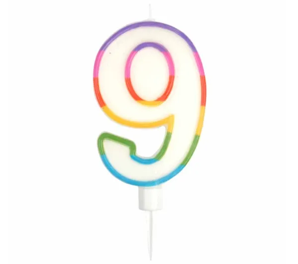 * Anniversaire Et Autres Fêtes^Bougie D'Anniversaire "Chiffre 9" 10Cm Multicolore