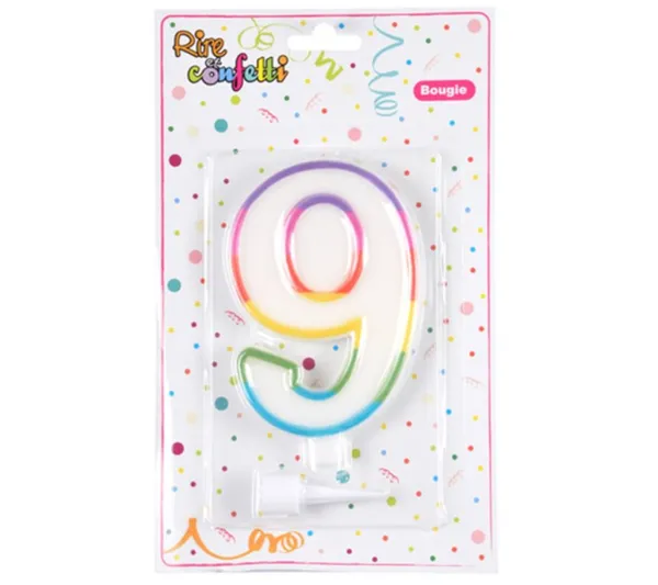 * Anniversaire Et Autres Fêtes^Bougie D'Anniversaire "Chiffre 9" 10Cm Multicolore