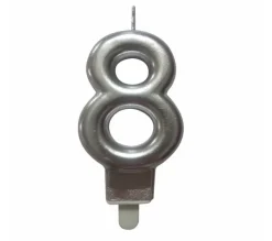 * Anniversaire Et Autres Fêtes^Bougie D'Anniversaire "Chiffre 8" 7Cm Argent