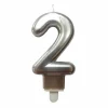 * Anniversaire Et Autres Fêtes^Bougie D'Anniversaire "Chiffre 2" 7Cm Argent