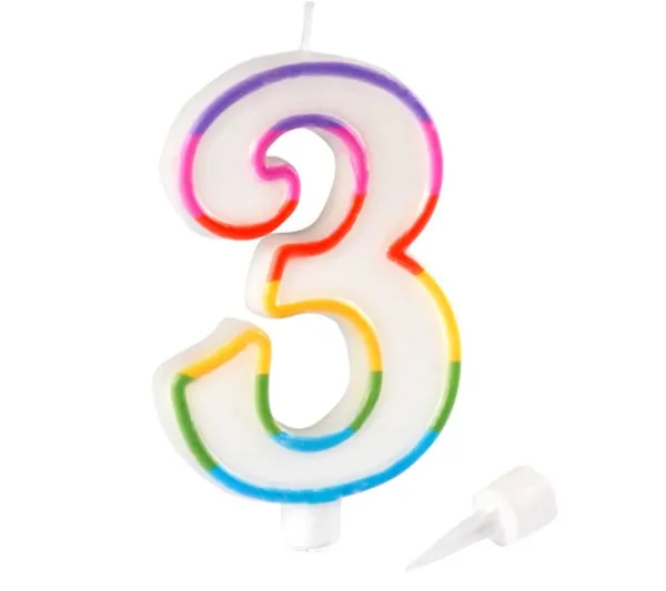 * Anniversaire Et Autres Fêtes^Bougie D'Anniversaire "Chiffre 3" 10Cm Multicolore