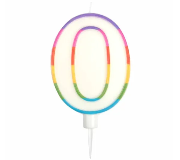 * Anniversaire Et Autres Fêtes^Bougie D'Anniversaire "Chiffre 0" 10Cm Multicolore