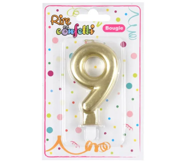 * Anniversaire Et Autres Fêtes^Bougie D'Anniversaire "Chiffre 9" 7Cm Or