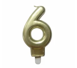 * Anniversaire Et Autres Fêtes^Bougie D'Anniversaire "Chiffre 6" 7Cm Or