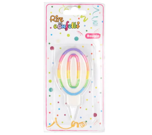 * Anniversaire Et Autres Fêtes^Bougie D'Anniversaire "Chiffre 0" 7Cm Multicolore