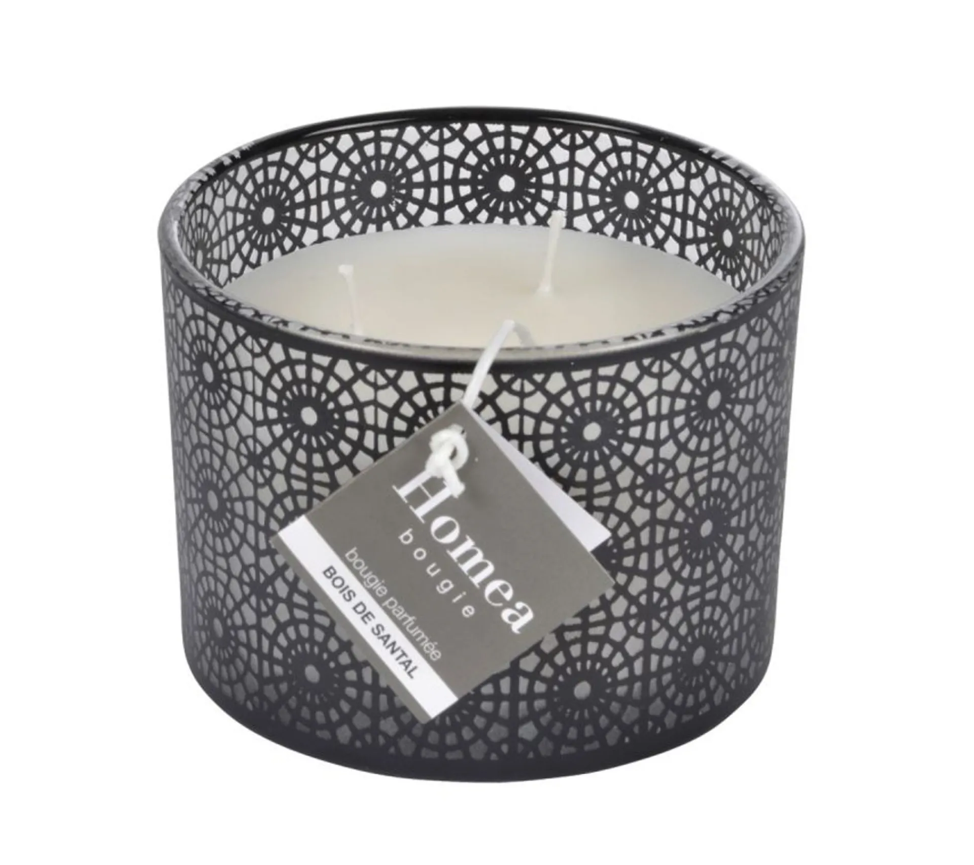 Hot * Bougie Parfumee 3 Meches "Graphic Ethnic" 11Cm Noir
