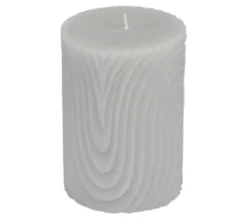 Clearance * Bougie Pilier Déco Embossee "Santan" 10Cm Gris Clair