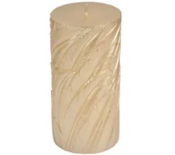 Best Sale * Bougie Pilier Déco Embossee "Efola" 14Cm Or Mat